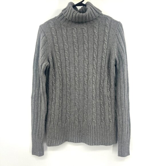 J.Crew Wool Angora Blend Gray Cable Knit Turtleneck Sweater Women's Medium - Picture 1 of 3